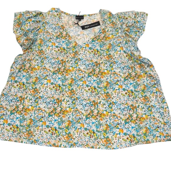 Jones New York Tops - JONES NEW YORK Colorful Floral Double Ruffle Short Sleeve Blouse NWT 3X